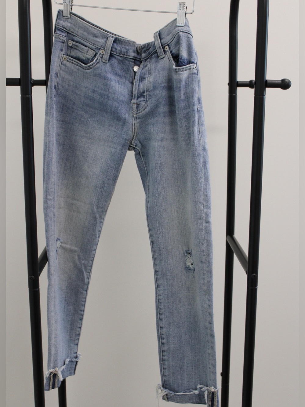 Light Blue Cropped Distressed Women's Jeans